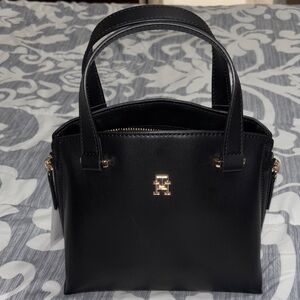 Tommy Hilfiger Black Satchel with Gold Accents